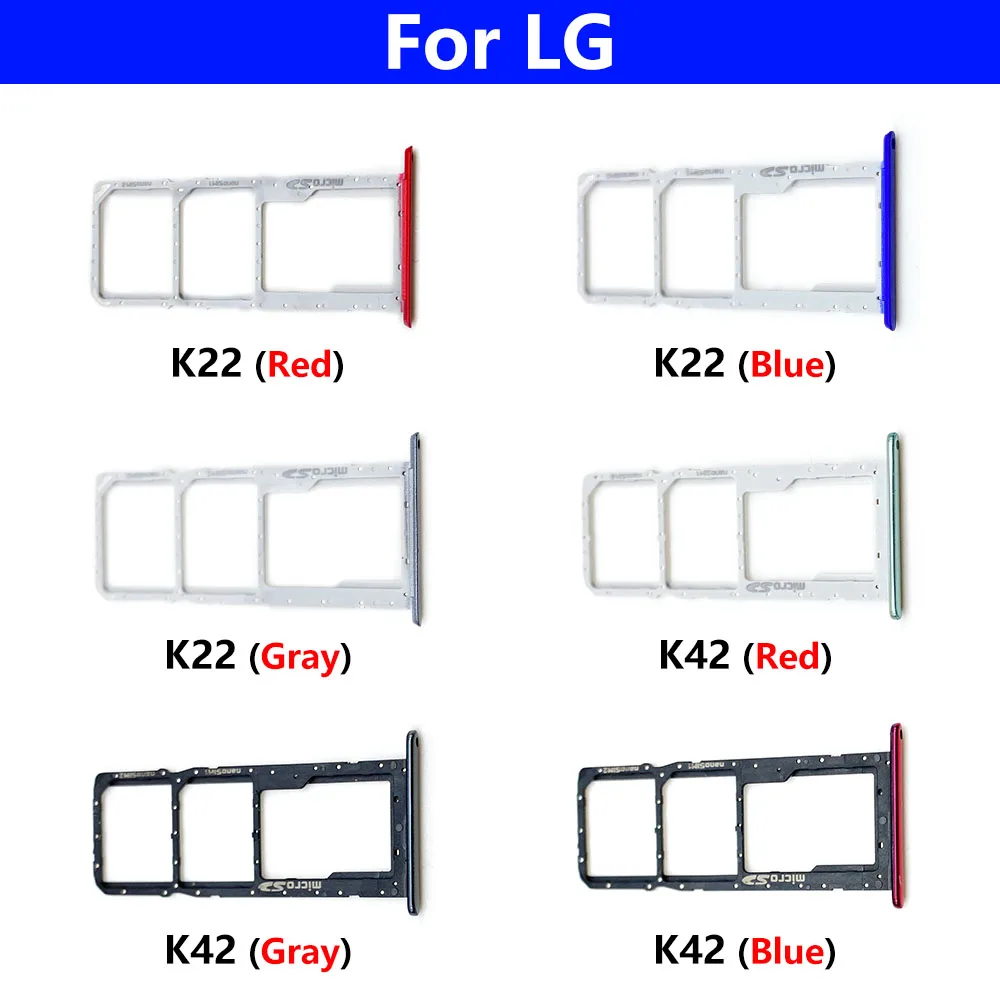 10Pcs\Lot New For LG K22 K42 K52 K41S K51 Sim Tray Holder SIM Card Tray Slot Holder Adapter Socket Repair Parts