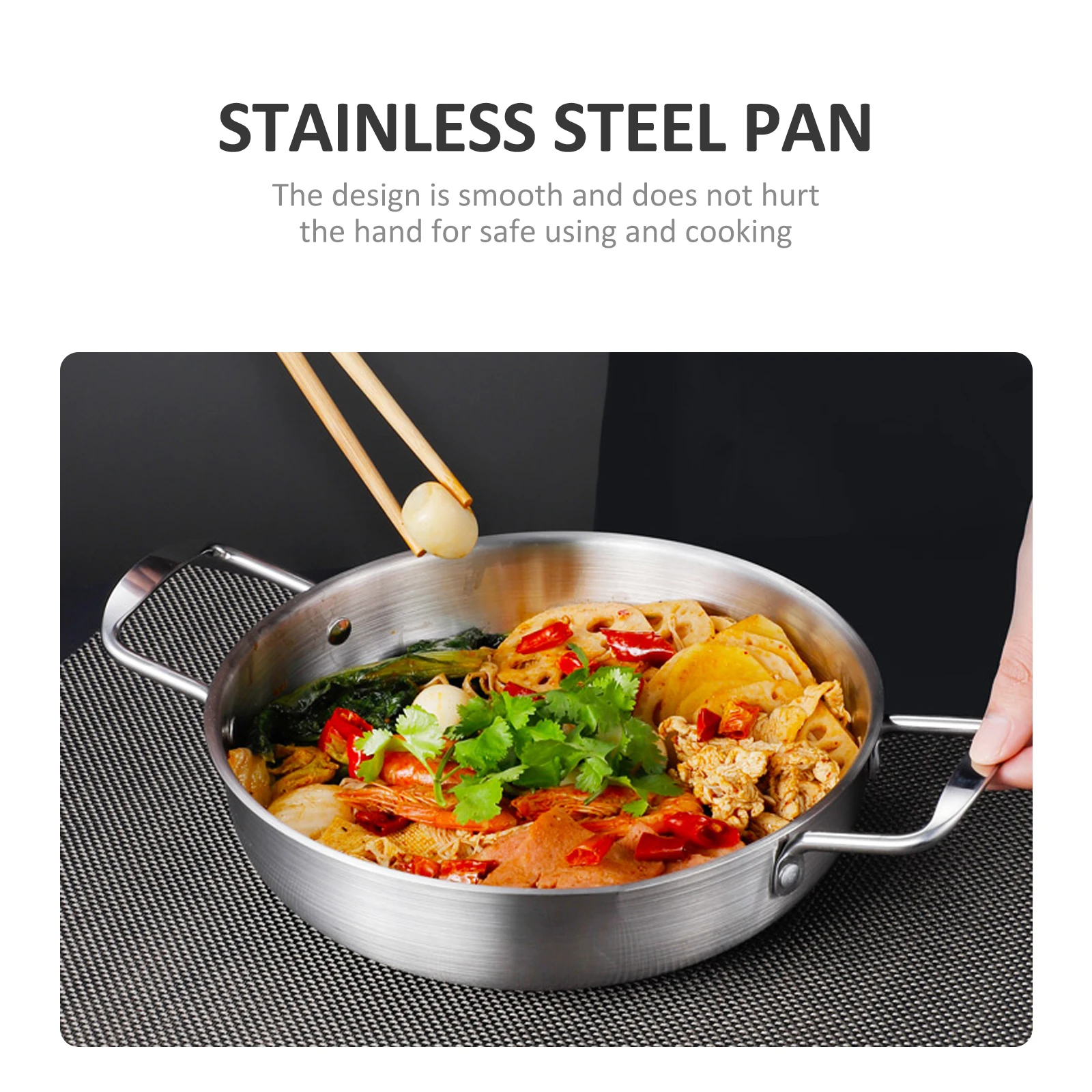 

Mini Ramen Soup Stainless Steel Smooth Cooking Pan Multi Purpose Noodle Kitchen Home Use Double Handle Porridge Pot