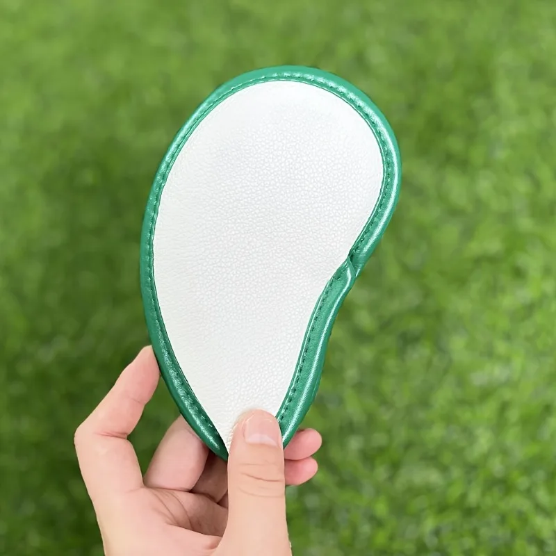 Capa de cabeça para taco de golfe trevo, material pu durável, à prova de poeira e arranhões, capa protetora elegante para cabeça de taco com 10 peças