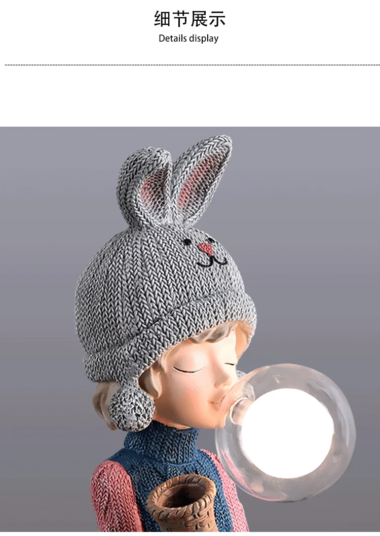 Niedliche Bubble Sweater Mädchen Tischlampe Augenschutz Schreibtischlampe Nordische Kreative Nachttischlampe Kinderzimmer Schlafzimmer Studierzimmer Harz LED-Beleuchtung – Detail 9
