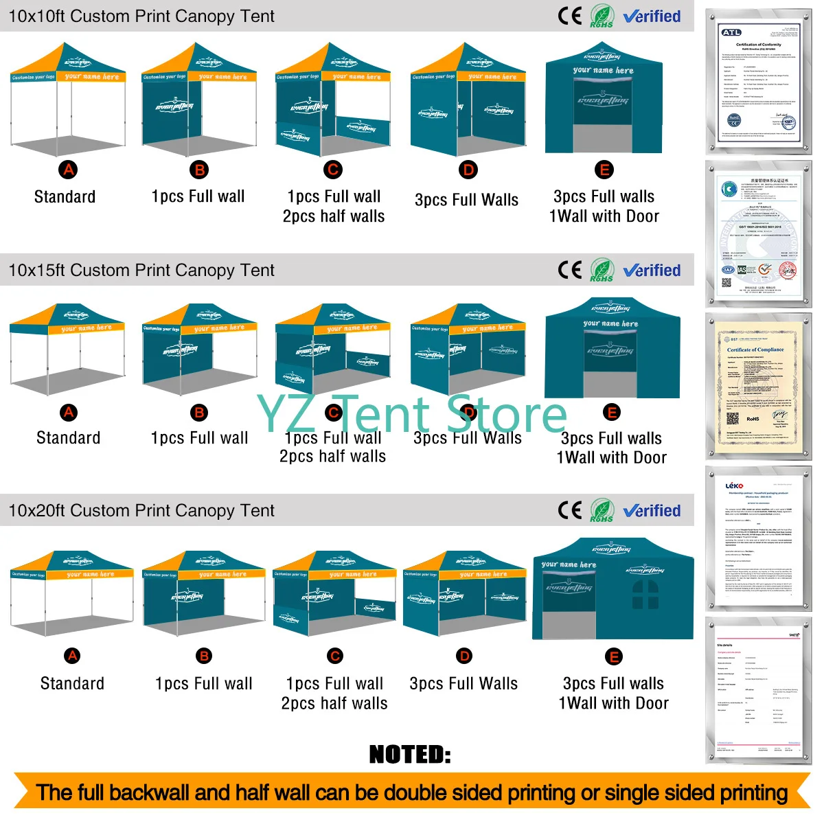 Exhibition Custom Canopy Tent with Logo10x10 Pop Up Tent Personalized Customizable Heavy Duty for Events Vendor Business Tra