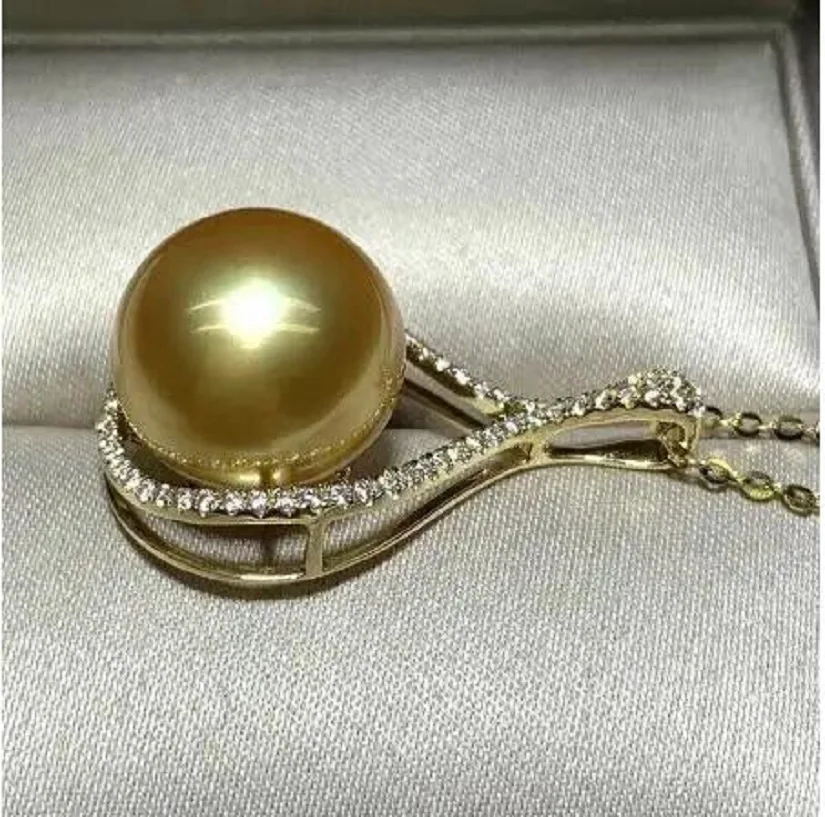 New AAAAA 12-13mm south sea gold Pearl 18K gold-plated Seiko pendant NECKLACE 18