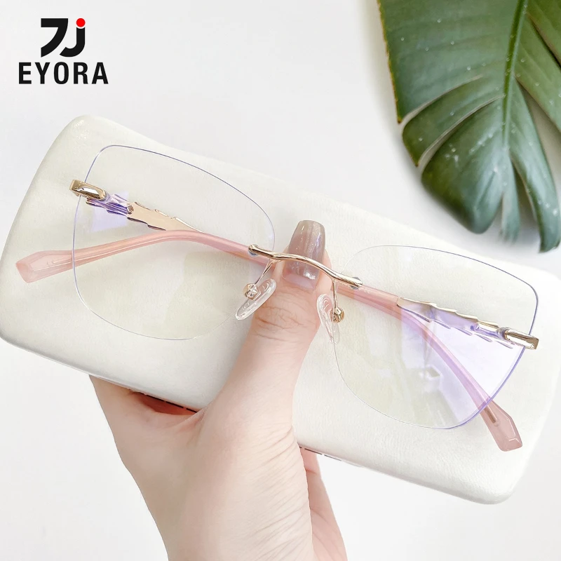 

EYORA Luxury Full Rim Metal Currents Reading Glasses Anti Blue Ray Myopia and Hyperopia Photochromic Prescription Eyewear Lens