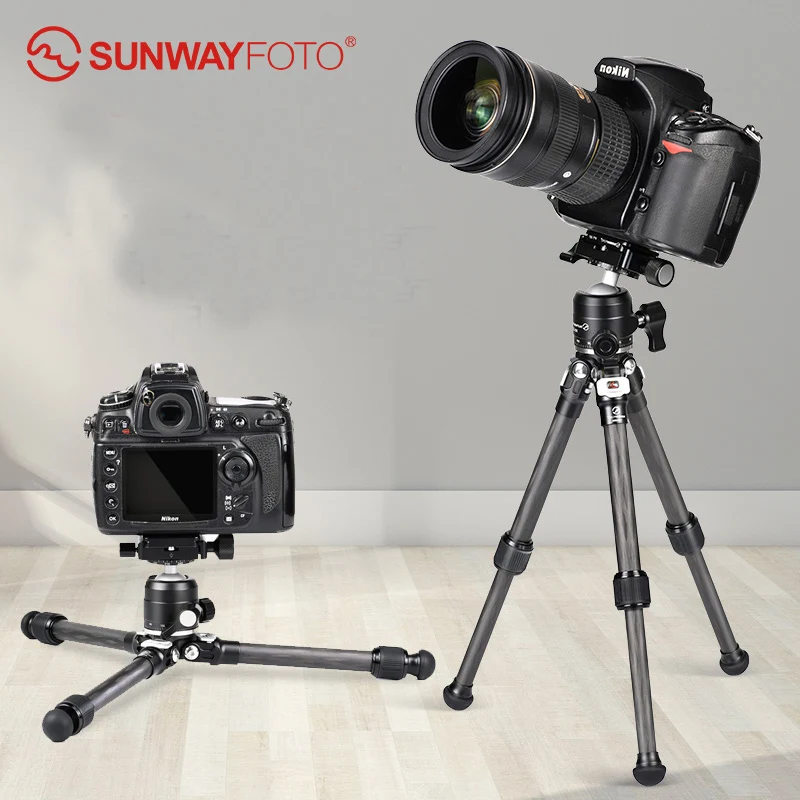 SUNWAYFOTO MT-162CII Mini Carbon Fiber Desktop Tripod for Mirrorless DSLR Camera and Mobile Phone with Mini Tripod Ball Head