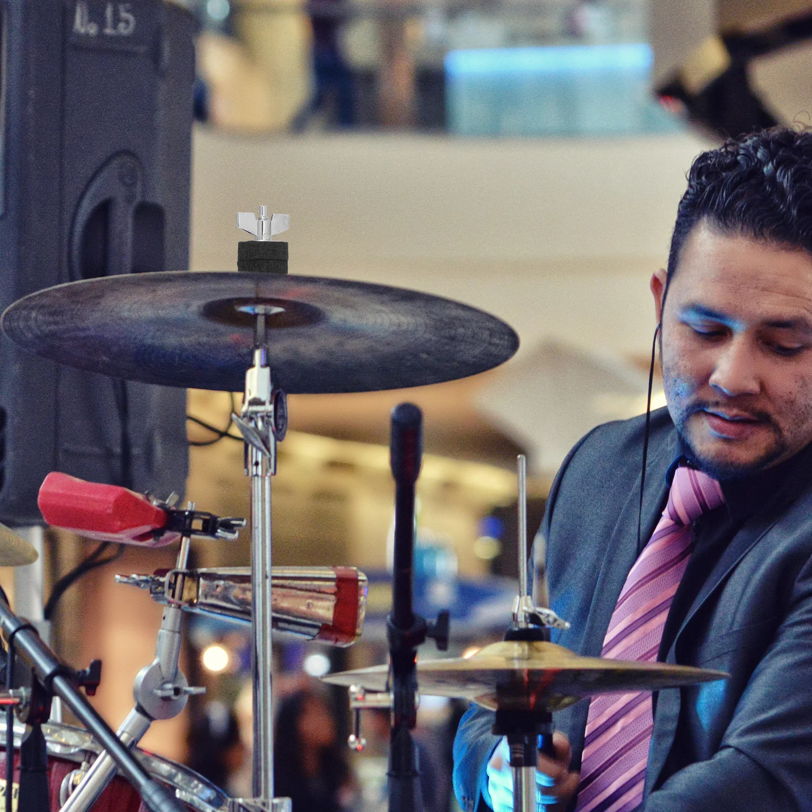 

Drum Kit Cymbal Adapter with Adjustable Stacker Extension Arm Dual Level Mount for Small Cymbals Hardware Storage Solution