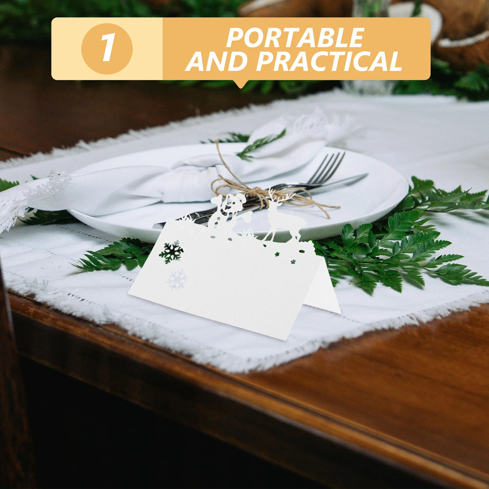 

50 Pcs Merry Name Cards for Table Setting Christmas Dinner Place Settings Booth