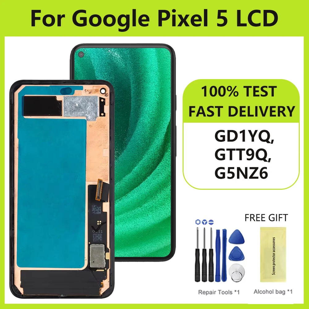 6.0\'\' Screen For Google Pixel 5 GD1YQ GTT9Q G5NZ6 LCD Display Touch Screen Digitizer With Frame For Google Pixel5 lcd