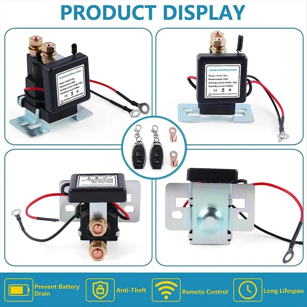 

Реле переключателя батареи Delighted, 12 В, 500 А, переключатель питания с дистанционным управлением, быстроразъемный изоляционный переключатель, противоугонный переключатель