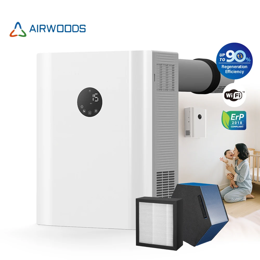 Smart Air Ventilation System with WiFi Control ERV for Hotel Fresh Air Ventilation Energy Recovery Residential