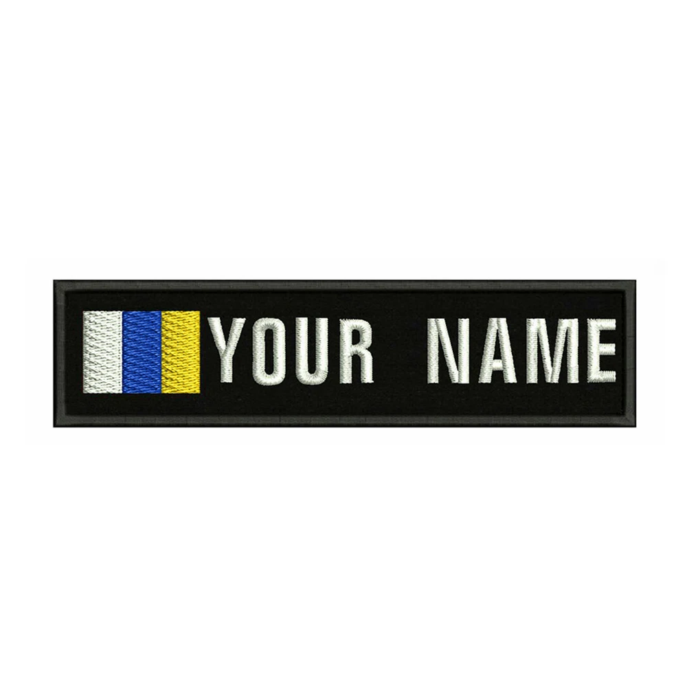 Canary Islands Flag 10X2.5cm Embroidery Custom Name Text Patch Stripes Badge Iron On Or  Patches