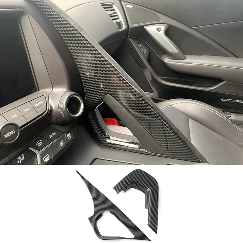 

2 Piece Central Control Armrest Cover Trim ABS Carbon Fiber For Chevrolet Corvette C7 2014 2015 2016 2017 2018 2019