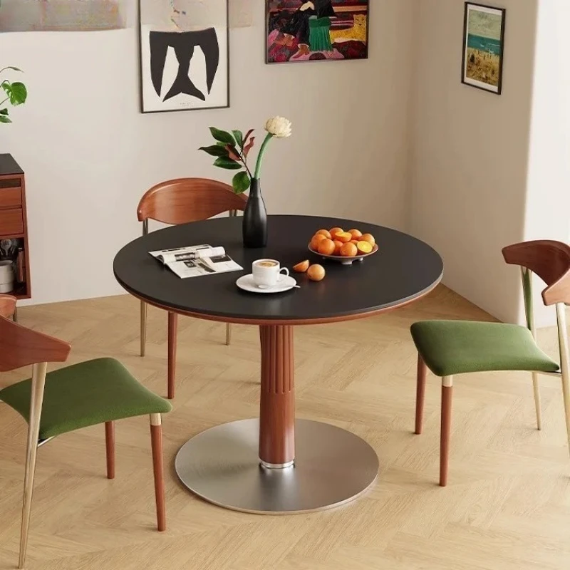 

Круглый стол из массива дерева в японском стиле, для дома, небольшой квартиры, современный, простой, обеденный стол для ресторана