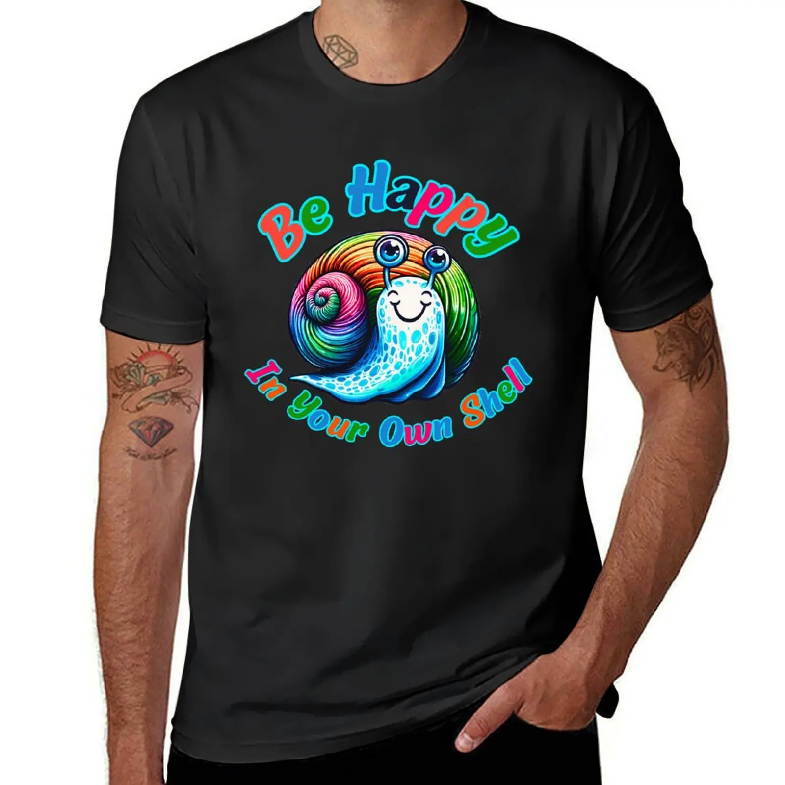 Whimsical Snail Happiness - Self Confidence & Motivation T-Shirt vintage clothes plus size tops big and tall t shirts for men