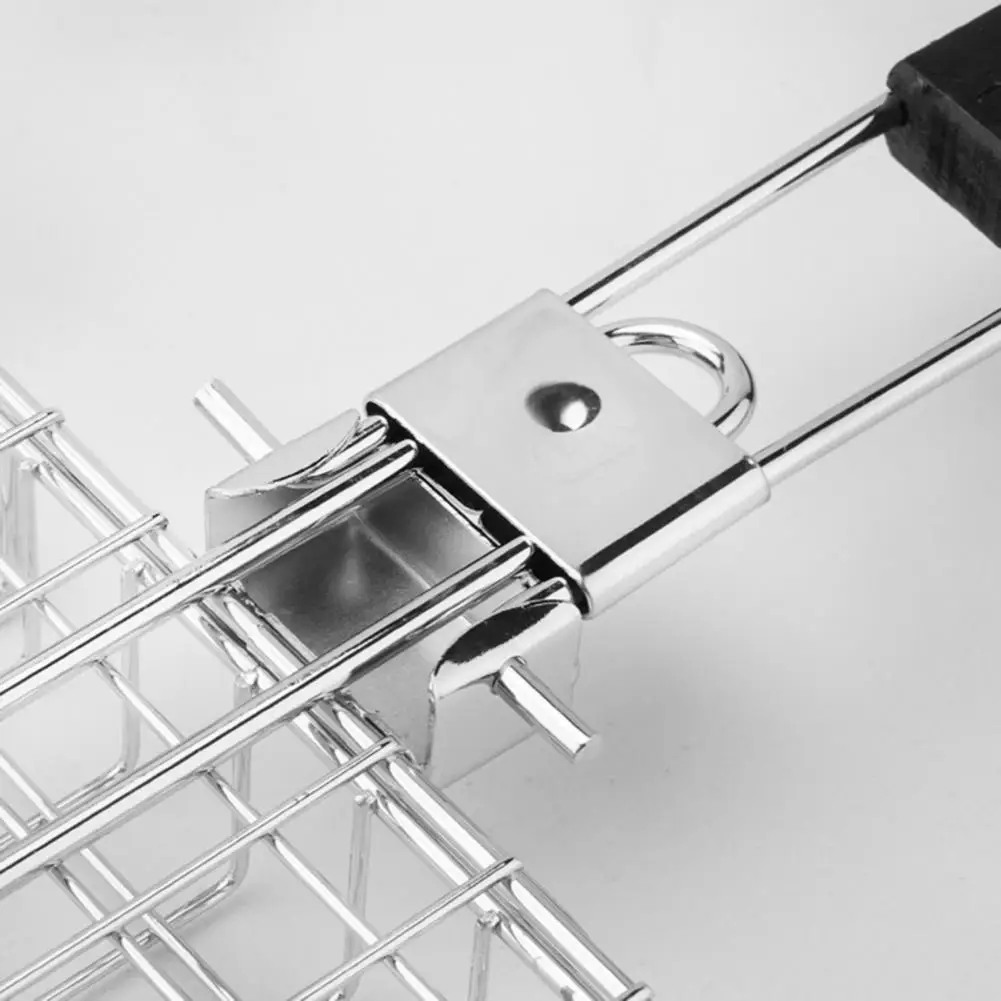 Barbecue Grill Basket with Handle Nesting Grill Basket Foldable Stainless Steel Grill Basket with Removable Handle for Meat