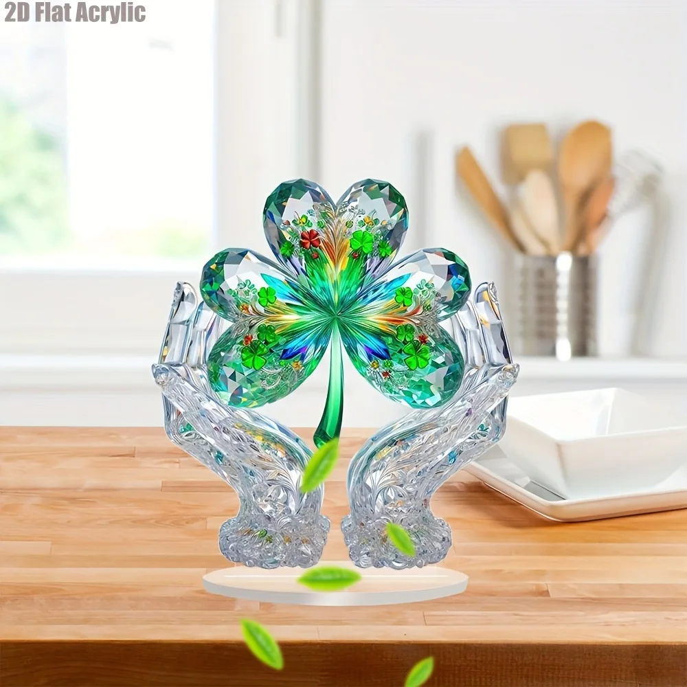 1PCS Retro Handheld Clover Desktop Decoration Sculpture Multi Functional Living Room Decoration Home Decoration Bedroom Decora