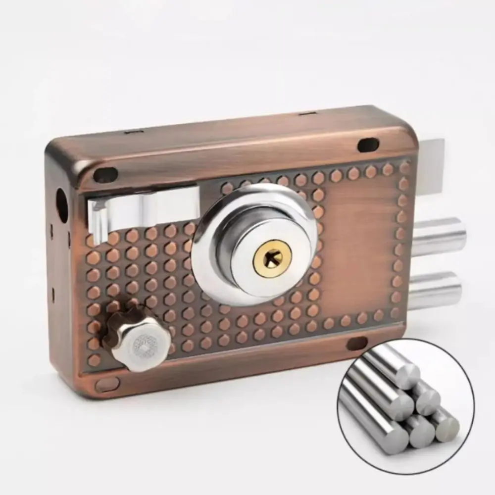 Stainless Steel Exterior Door Lock High Strength Steel Dead Bolt Mortise Keyed Lock Multiple Insurance Copper Hook