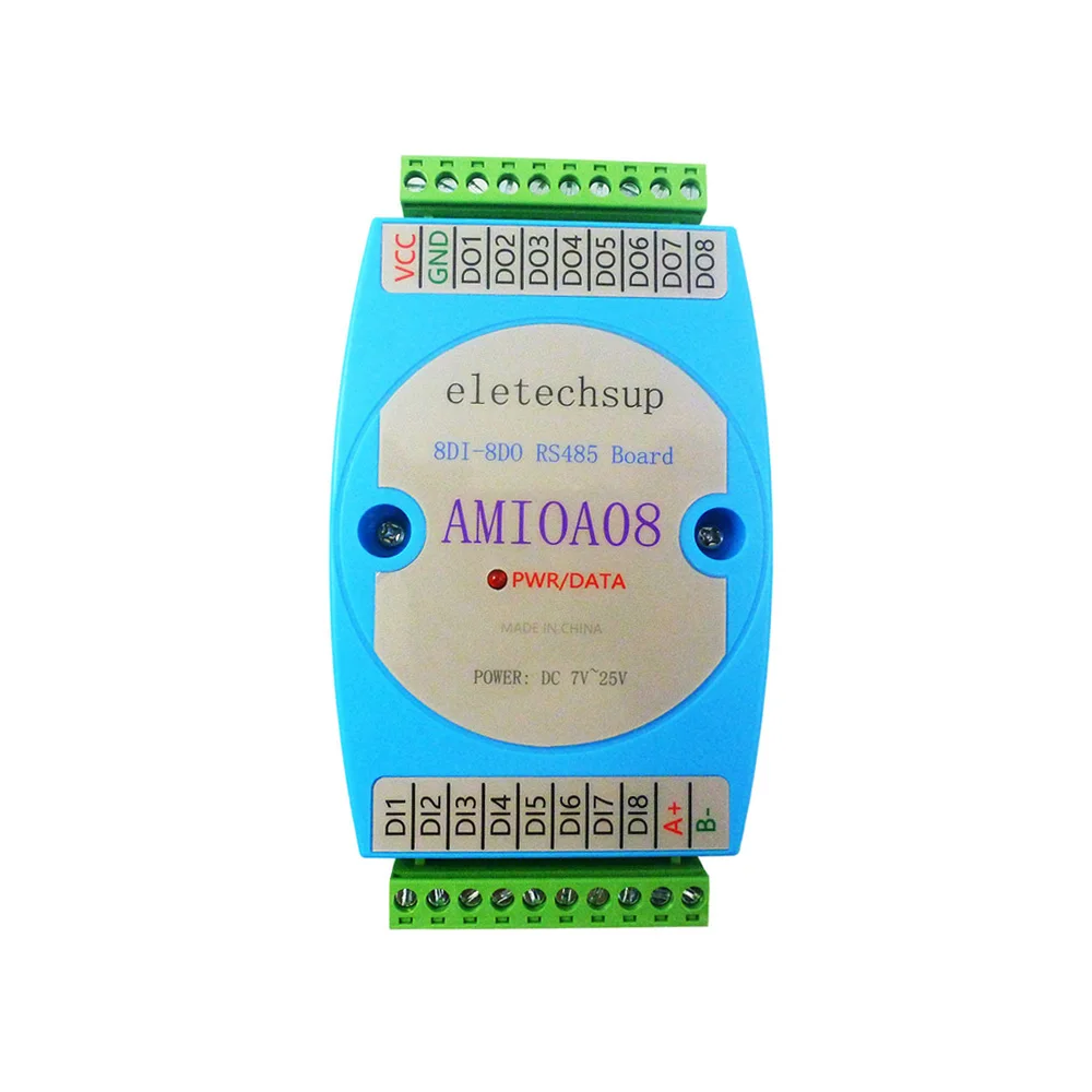 

RS485 MODBUS RTU Communication Board 8DI-8DO Digital Input and Output Module Optocoupler Isolated PLC IO Expansion Module