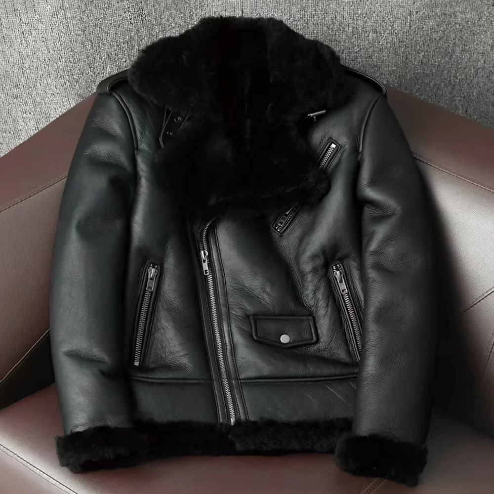 

Thickened Warm Original Ecological Fur One Sheepskin Lambskin Jacket Genuine Leather Jacket Men's Large Size Winter Clothing