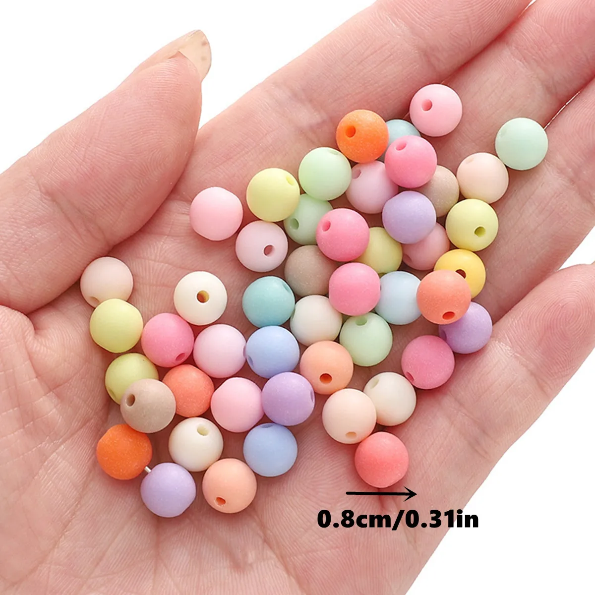 300/150pcs 6/8mm Frosted Acrylic Bead Set - Assorted Soft Colors, Round Spacer Beads for DIY Making