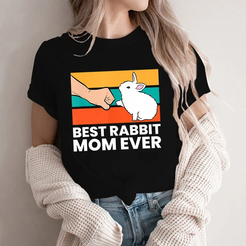 

T-shirts Women BEST RABBIT MOM EVER Funny Fashion Summer Simple Clothes Graphic T Shirts Harajuku Tee Shirt Camisetas De Mujer