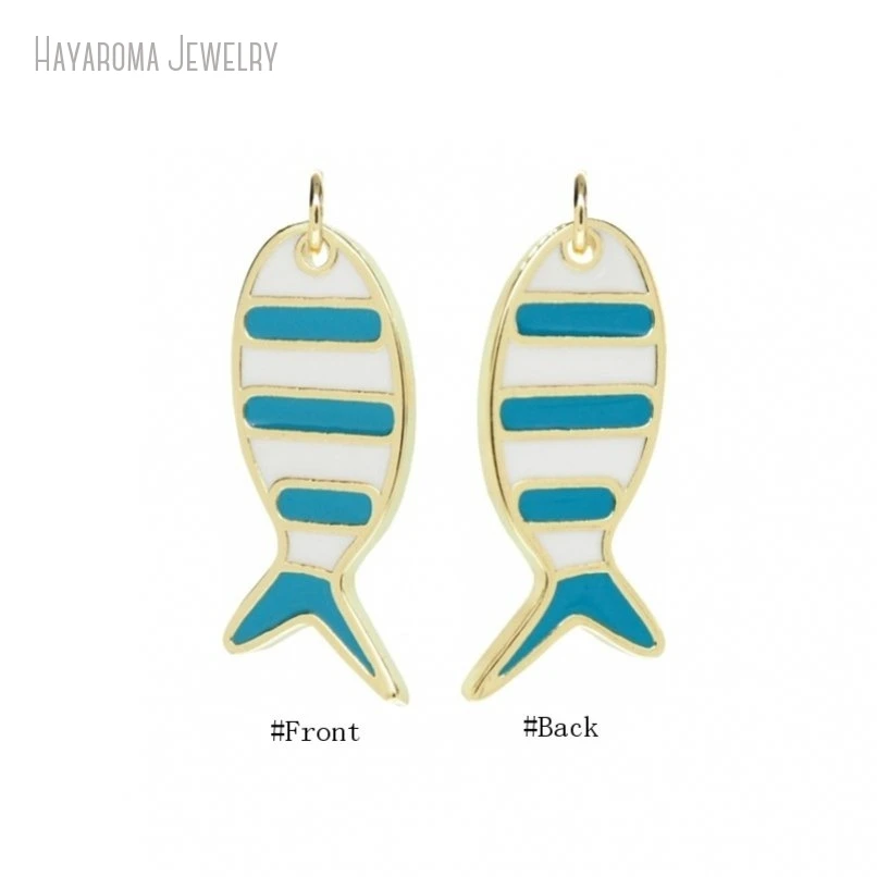 10Pcs Nautical Marine Organism Fish Jewelry Gold Color Copper Wholesale Metal Enamel Pendant PM51730