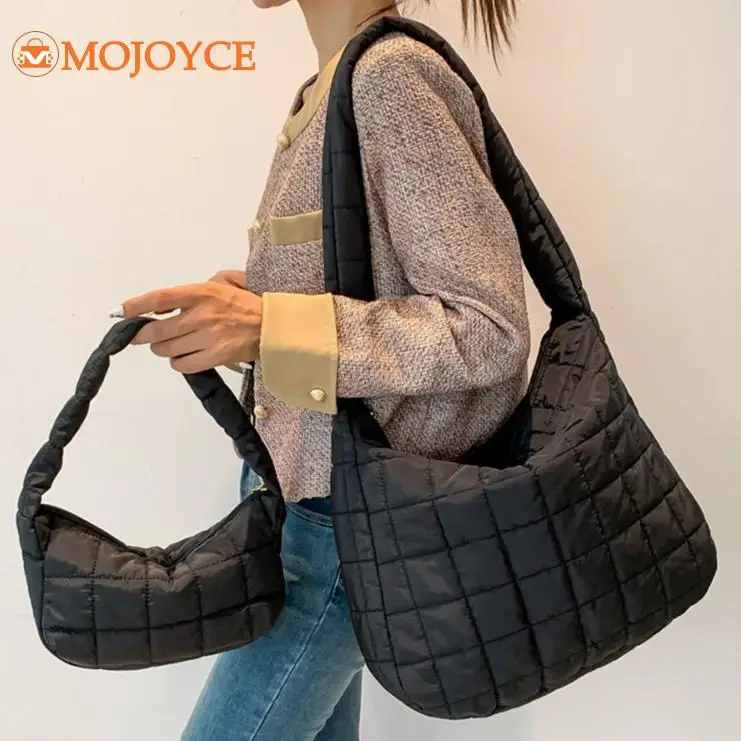 2pcs/set Quilted Embroidered Thread Fashion Shoulder Bag Large Capacity Women's Handbag Cotton Checkered Versatile Underarm Bags