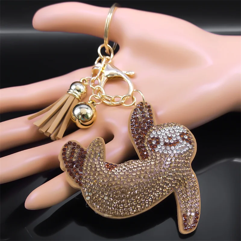 Cute Sloth Key Chain Gold Color Alloy Crystal Lazy Animal Key Rings Holder for Women Girls Keychain Decoration Jewelry K9809S01