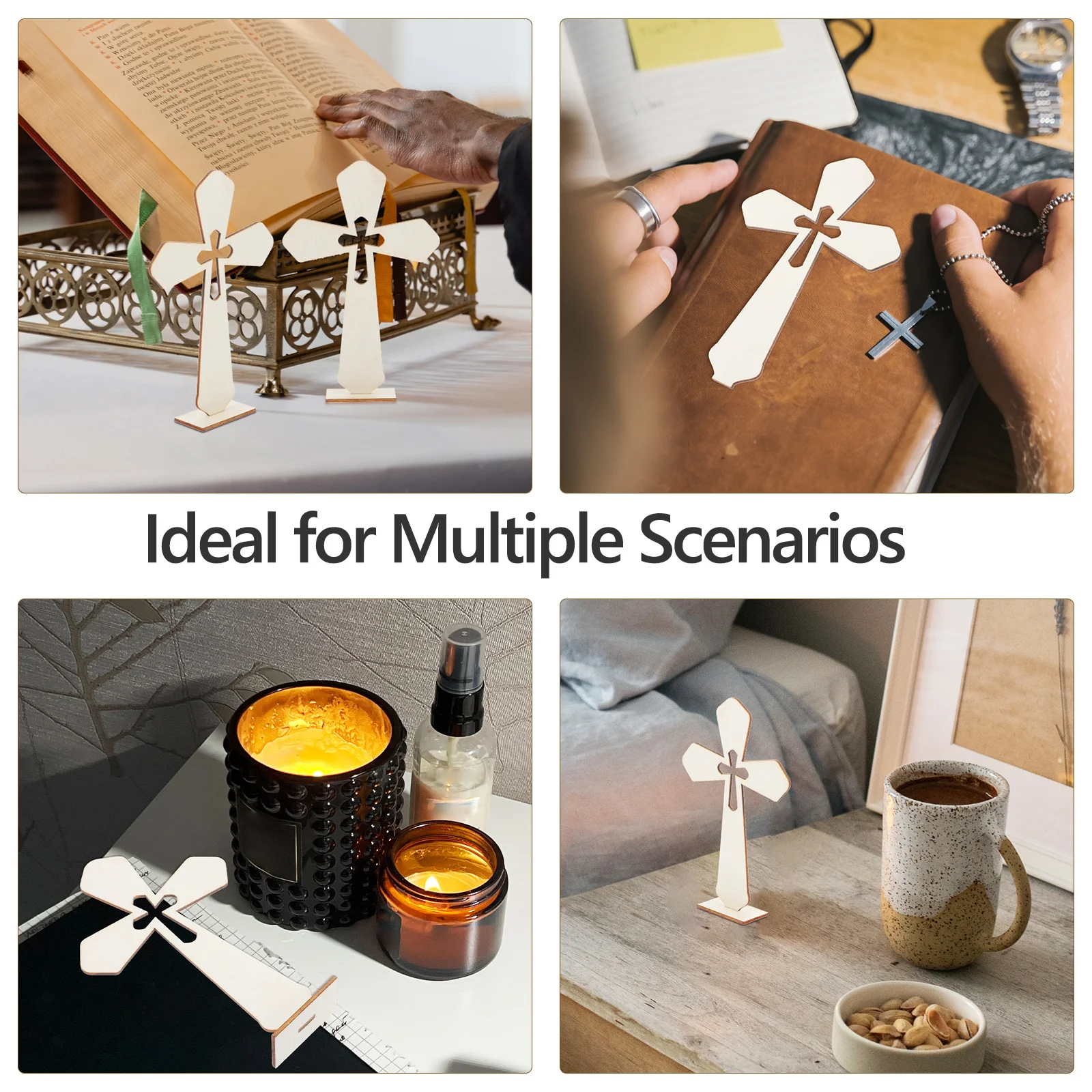 

10Pcs Cross Decor Wooden Craft DIY Desktop Wood Cross Small Tabletop Decoration Ornament Wooden Ornament