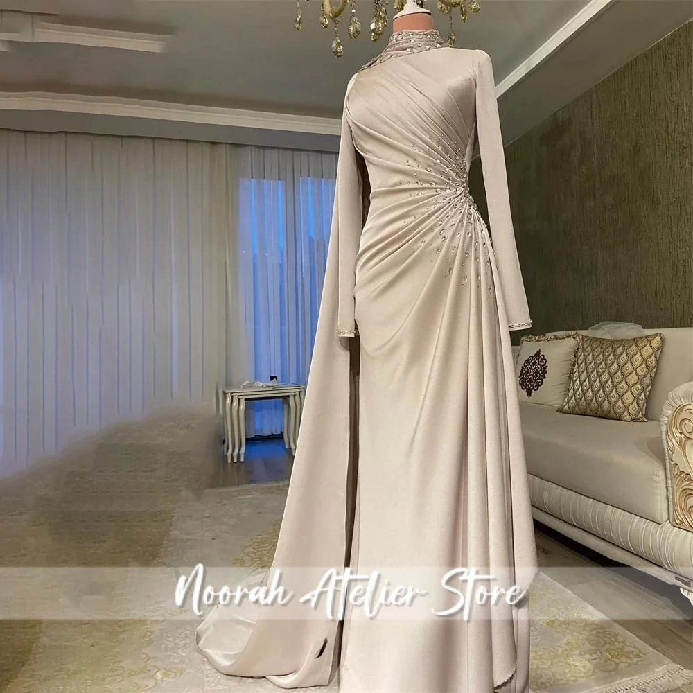 Элегантное платье для выпускного вечера с высоким воротом и длинными рукавами, шаль для выпускного вечера, блестящее вечернее платье со стразами для женщин, robe de bal, по индивидуальному заказу