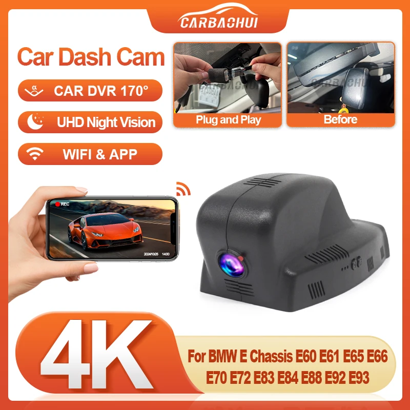 NEW! For BMW E Chassis E60 E61 E65 E66 E70 E72 E83 E84 E88 E92 E93 Dashcam Plug and play HD 4K 2160P Car DVR Dash Cam Camera