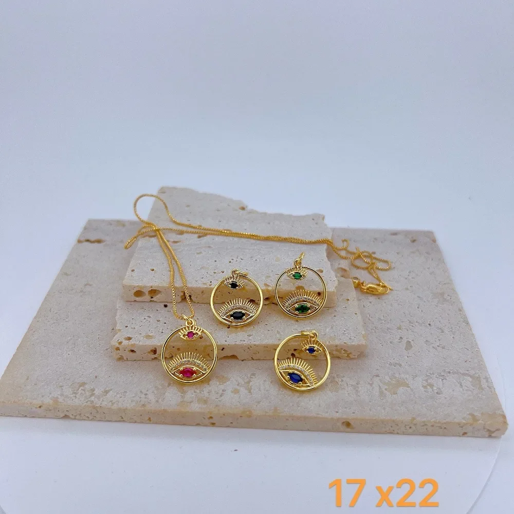 2 Pcs Big Small Eyes Hollow Round Pendant Diy Necklace Earrings Making Supplies Copper Inlay Zircon Evil Eye Jewelry Accessories