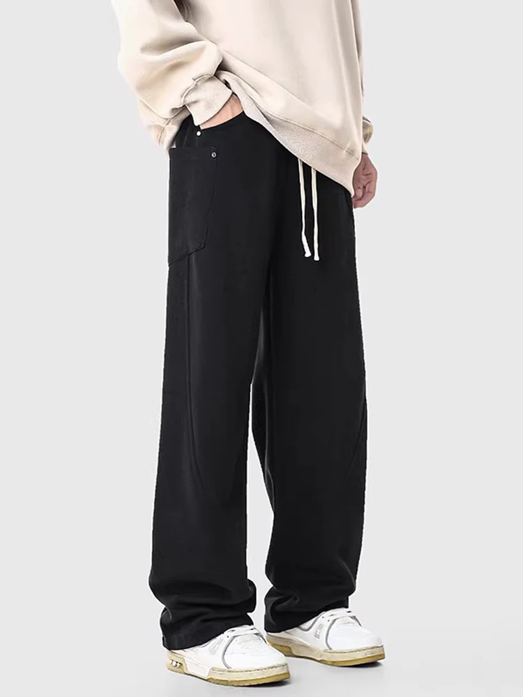 กางเกงกีฬาผู้ชายสไตล์อเมริกัน ทรงหลวม ทรงตรง สบายๆ ทันสมัย เหมาะกับฤดูใบไม้ผลิและฤดูใบไม้ร่วง