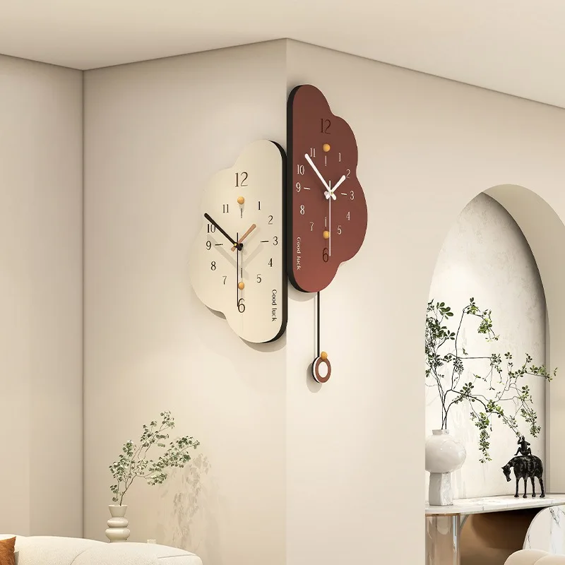 Cream Wind Corner Clock Household Decoration Double-sided Wall Clock Living Room Advanced Sense Personality Creative CornerClock