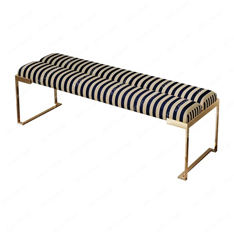 Light Luxury Bedroom Living Room Bedside Modern Living Room Bench Simple Stainless Steel Home Shoe Changing Stool Str