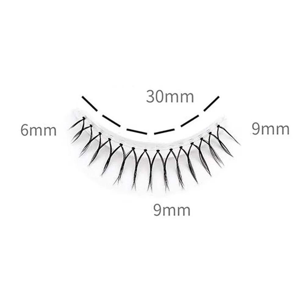 3 Pairs Korean False Eyelashes U Shaped Lashes Extension Makeup Tool Soft Natural Thin Transparent Stem Cross Fake Eyelashes