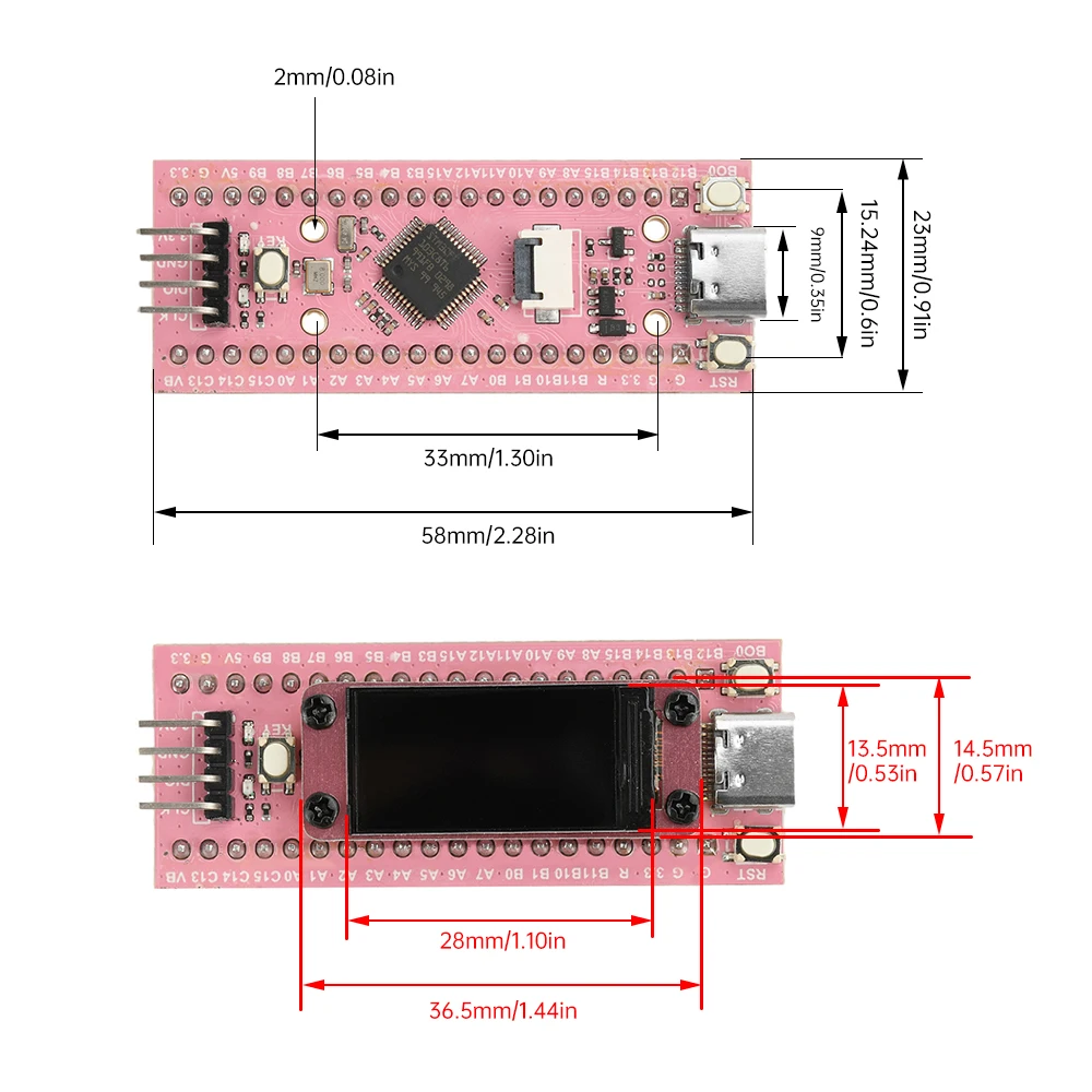 STM32F103C8T6 0.96-inch 80*160 LCD TFT Screen ST7735 STM32 Development Board Type C CH340N ARM Microcontroller