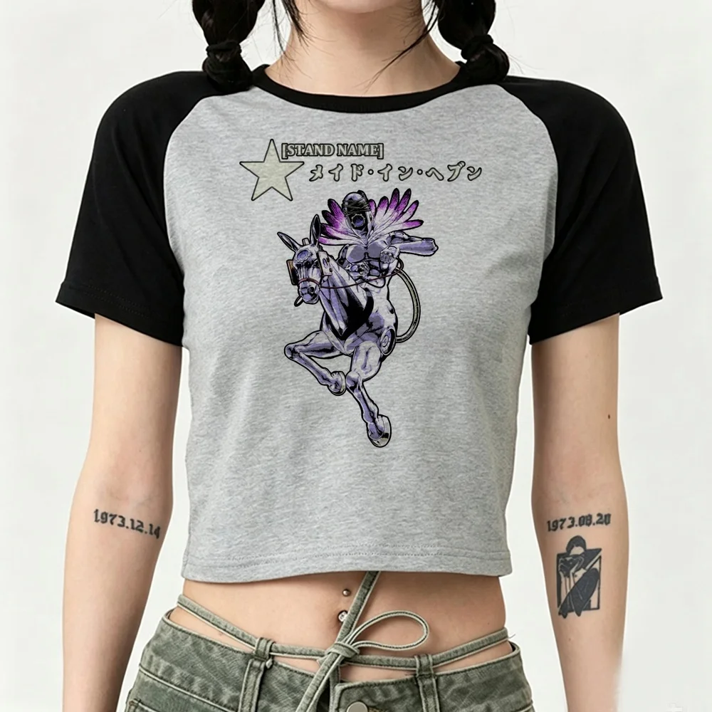 Jojo’s Bizarre Adventure crop top ladies graphic gothic meme kawaii streetwear tshirt funny japanese cute baddie manga