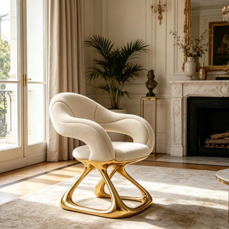 Modern curved terry fabric leisure armchairs are suitable for living rooms and hotels