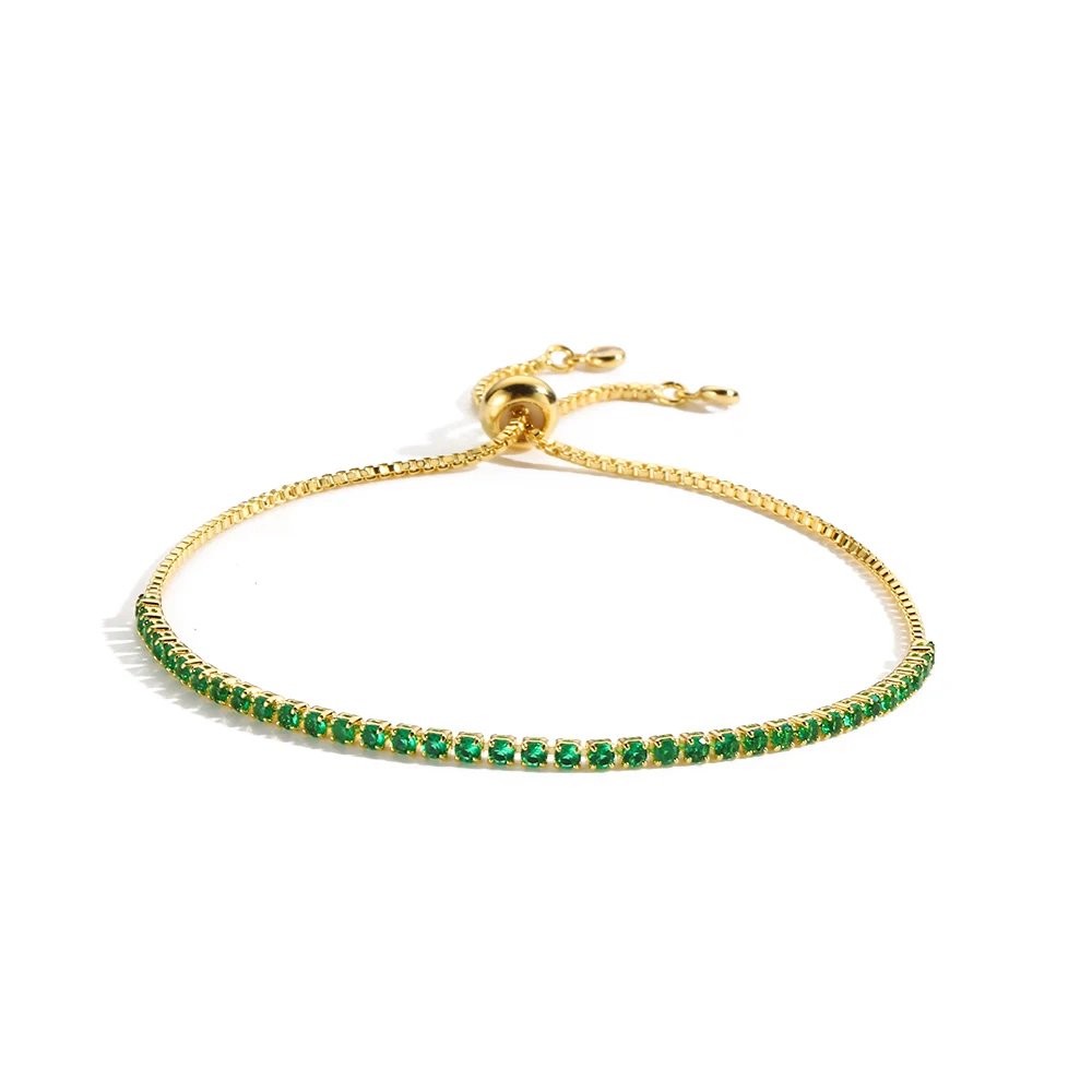 Luxus Smaragd Zirkonia CZ Tennis Armbänder für Frauen 18K Gold Überzogene Charme Grün Weibliche Armreifen Hochzeit Schmuck Geschenk