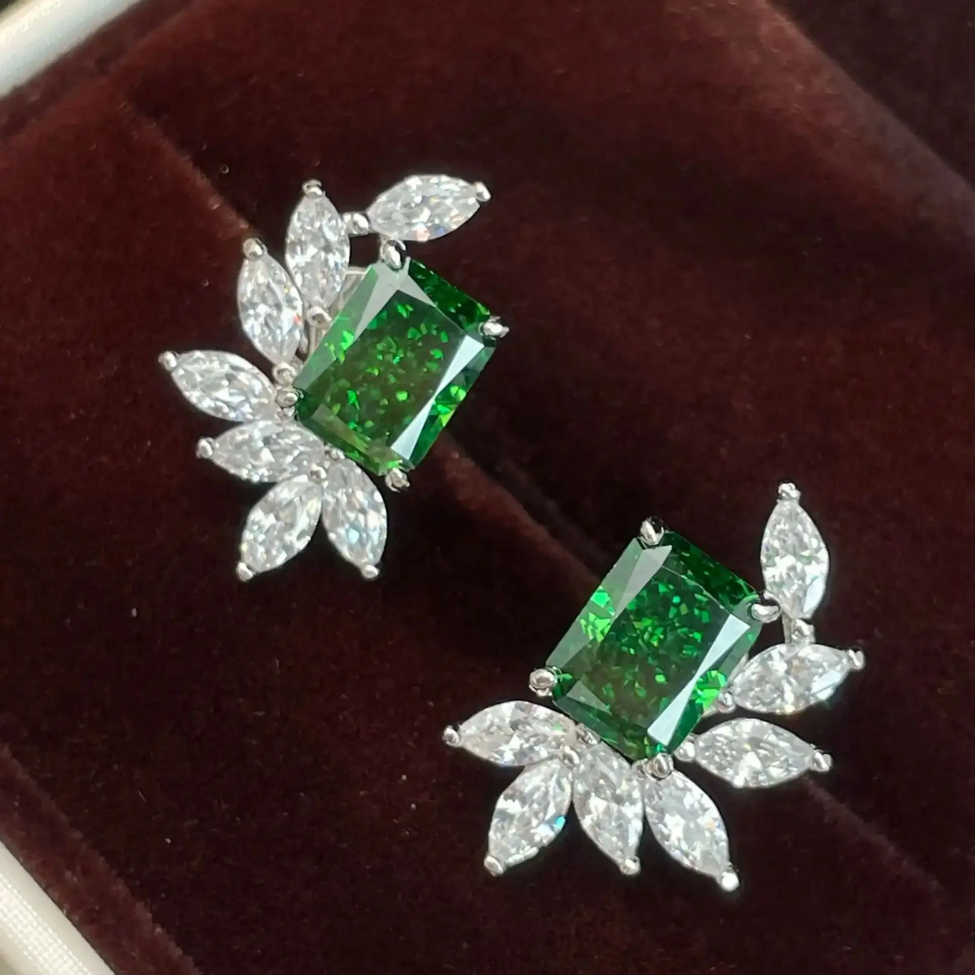 Luxury Mariquesa Green Earrings With 925 Sterling Silver High Carbon Diamonds Studs Earrings Fine Jewelry