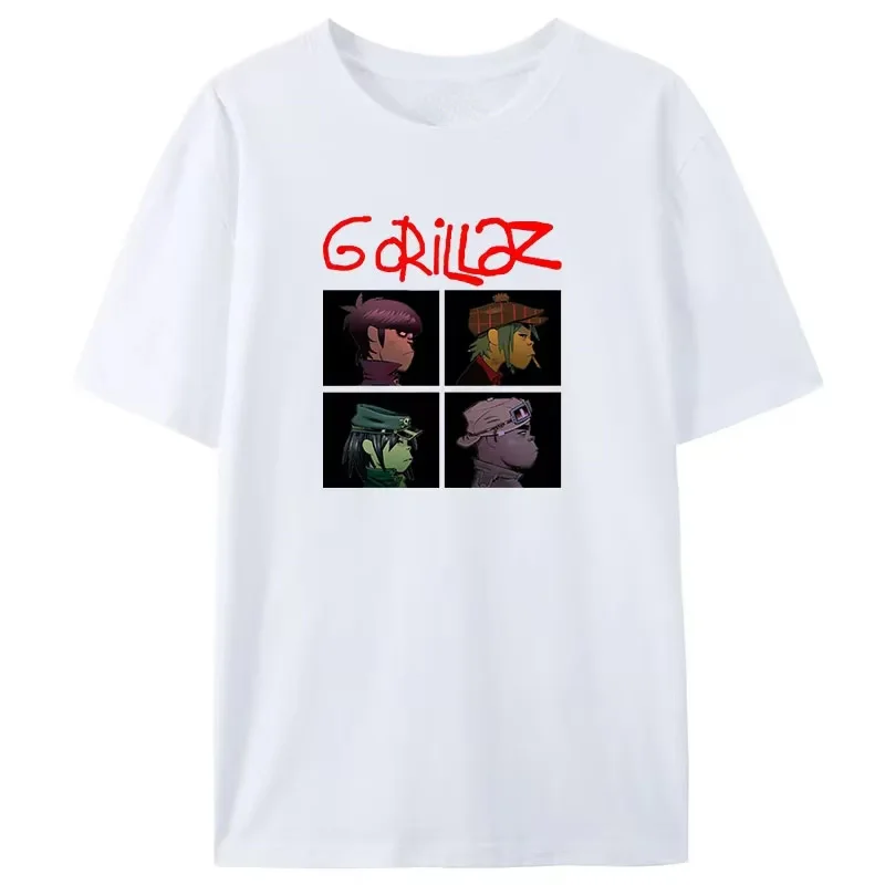 

Модная рок-футболка 2025 года, музыкальная группа Gorillazs Punk, 90-е, повседневная мужская футболка в стиле ретро с коротким рукавом, хлопковая футболка большого размера, дышащие футболки