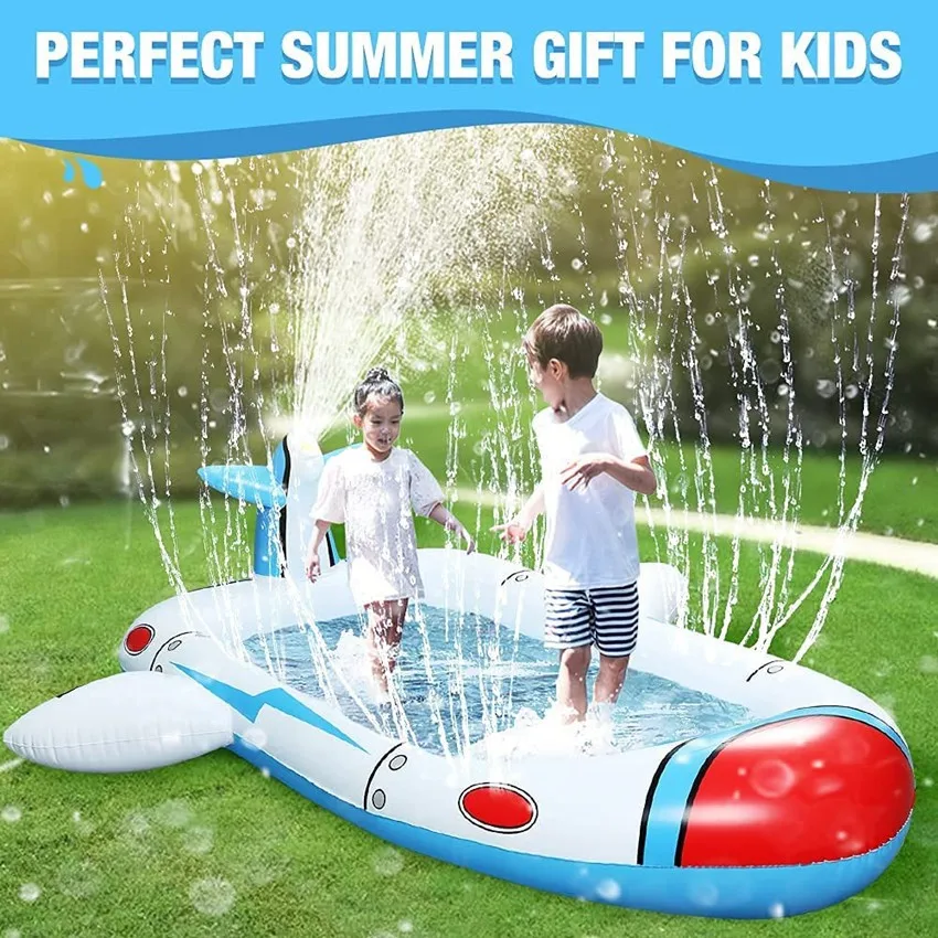 PVC inflatable pool for children, outdoor bath, summer water toys, space shuttle, lawn inflatable cushion, 1.7m