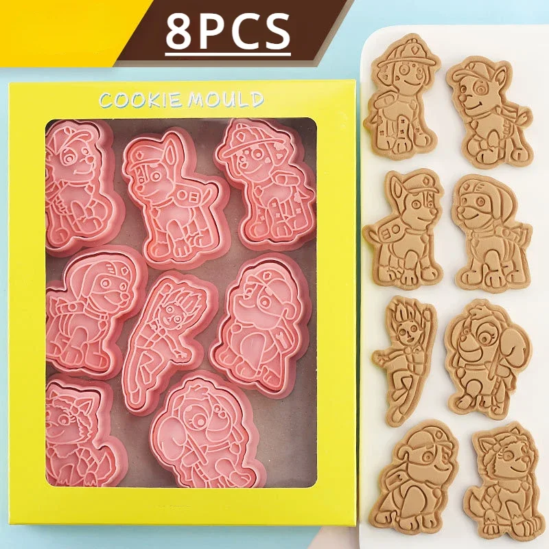 8Pcs PAW Patrol Cake Decorating Tool Baking Tools Cartoon Mold Baking Accessories Cookie Cutter Kitchen Gadgets Cookie Embossing