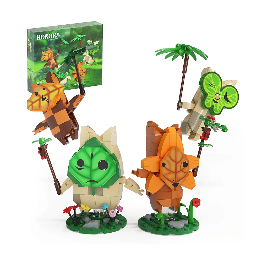 The Yahaha Tan Korok 4-in-1 Game Roles with Paper Manual and Sticker 521 Pieces DIY Cute Game Forest Elf Blocks Toys for Kids