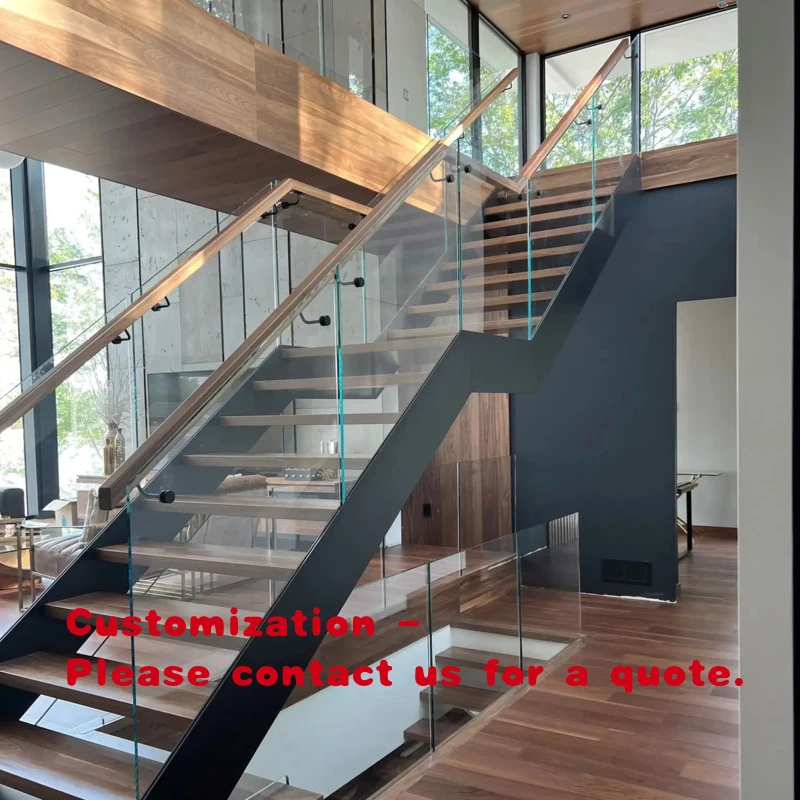 custom.Double Plate Beam With Timber Step From and Glass Railing Foshan Supplier