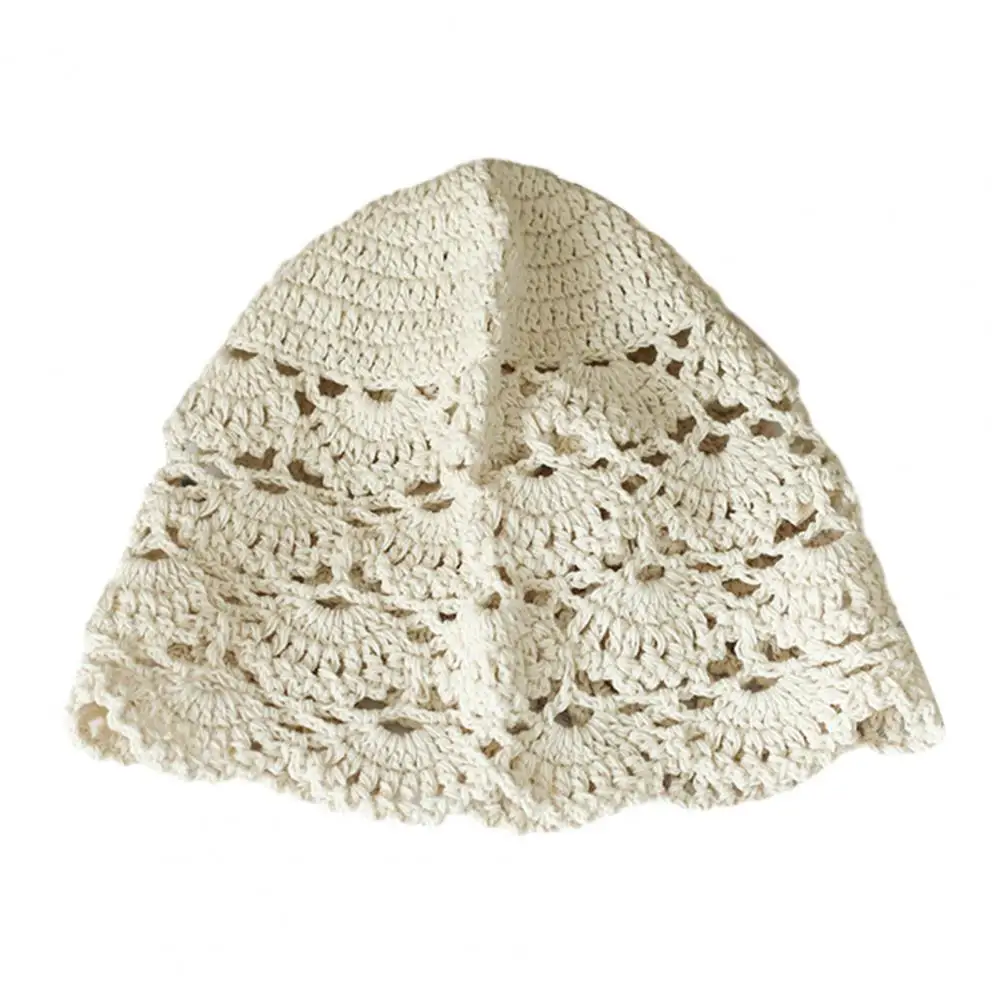 Ladies Elastic Hat Elegant Lace Crochet Women\'s Beanie Hat Soft Knitted Breathable Cap with Anti-slip Design Stylish Hollow Out