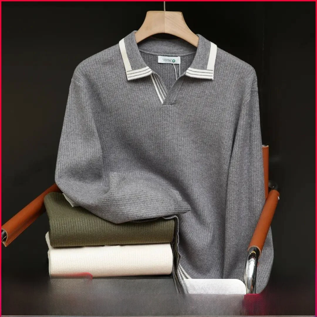 

Мужской повседневный вязаный свитер с воротником Base irt Color Blo, теплая осень-зима, деловой повседневный универсальный дизайн V-Ne