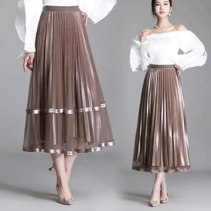 Both Sides Wear A Line Skirts Women Korean Fashion Clothing Casual Faldas Ajustadas High Waist Harajuku Pleated Flared Skirt y2k