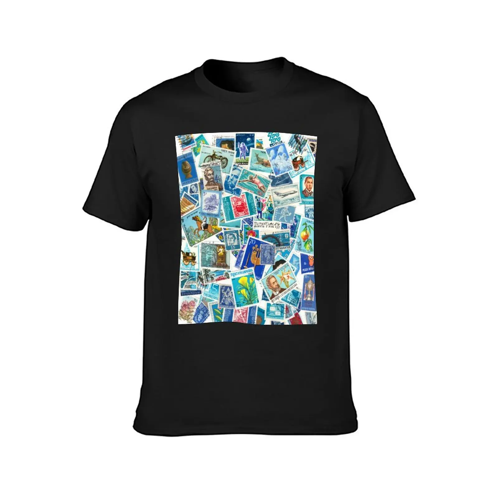 From all over the world - postage stamps blue T-Shirt blacks boys whites mens t shirt