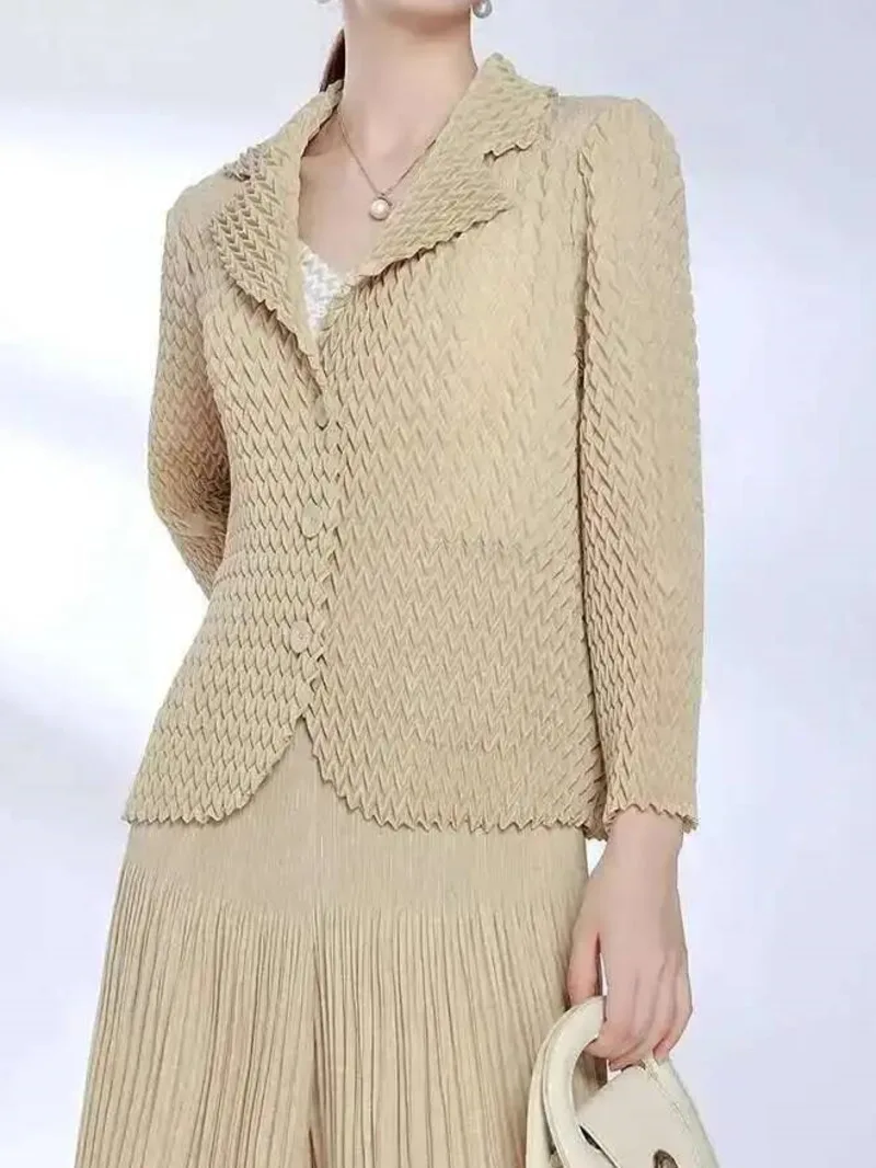 Shirts Three-dimensional Pleated For Women Lapel Long Sleeves Single Breasted Gray Top 2025 Spring New Female 2Q9ZN
